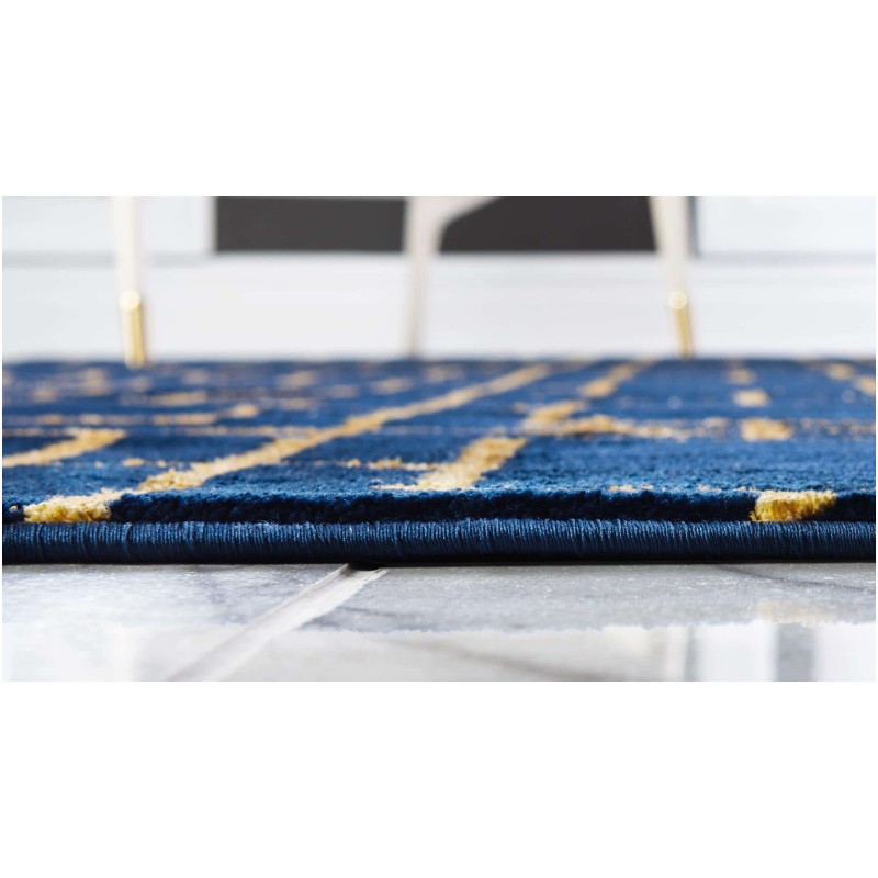 Tapete Glamour Cuadrícula Azul y Oro