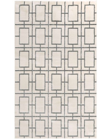 Tapete Glamour Cuadrícula Blanco y Plata