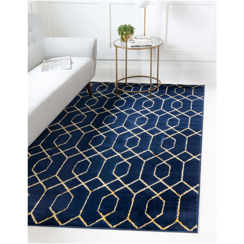 Tapete Glamour Enrejado Azul y Oro