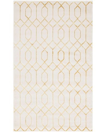 Tapete Glamour Enrejado Blanco y Oro