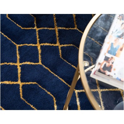 Tapete Glamour Enrejado Azul y Oro