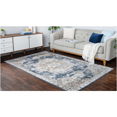 Tapete Castillo Gran Roseta Azul Obscuro