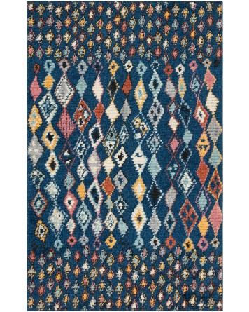 Tapete Rania Rombos en Franjas Azul Marino