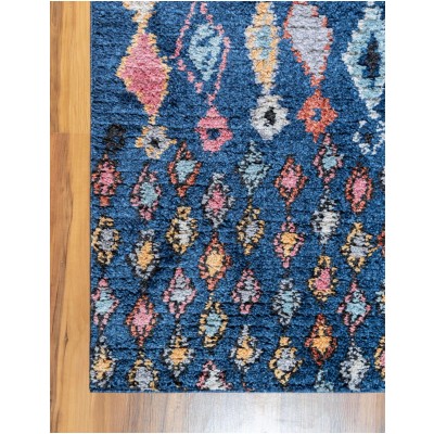 Tapete Rania Rombos en Franjas Azul Marino