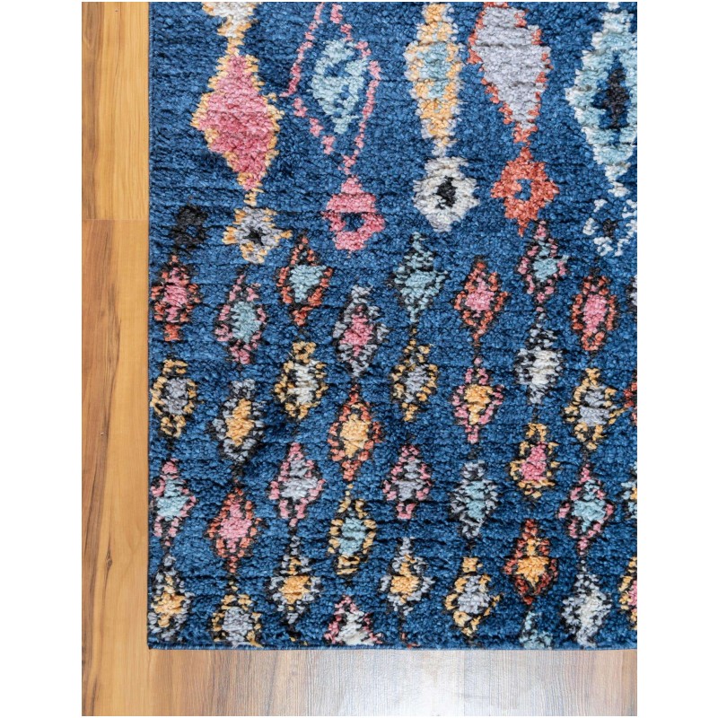 Tapete Rania Rombos en Franjas Azul Marino