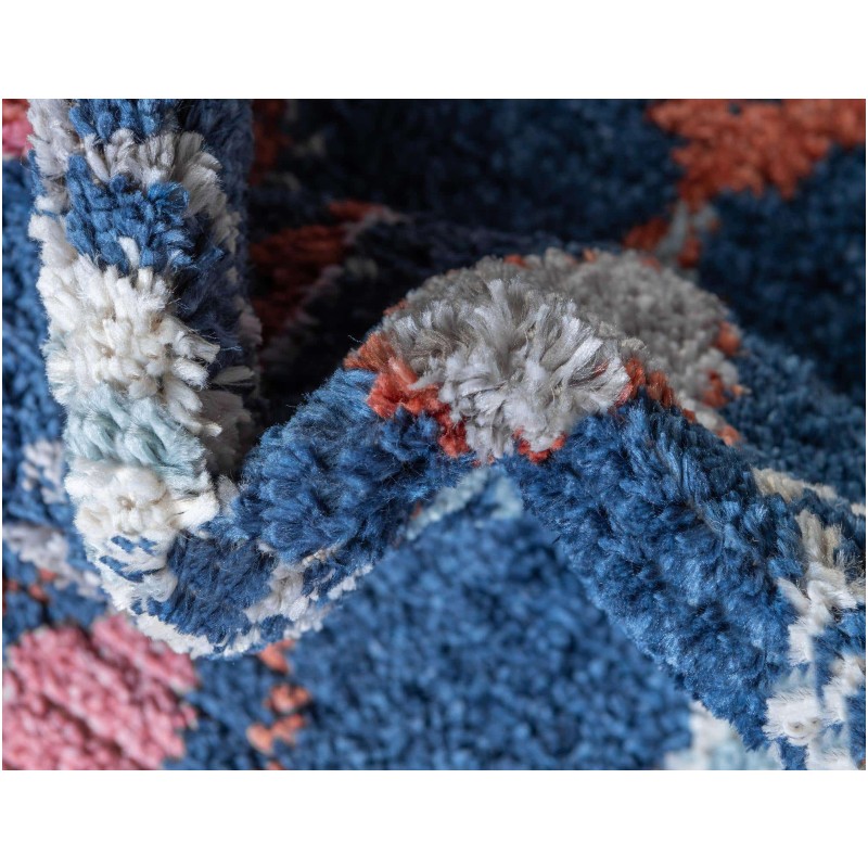 Tapete Rania Rombos en Franjas Azul Marino