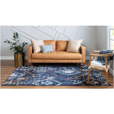 Tapete Rania Rombos Gigantes Azul Marino