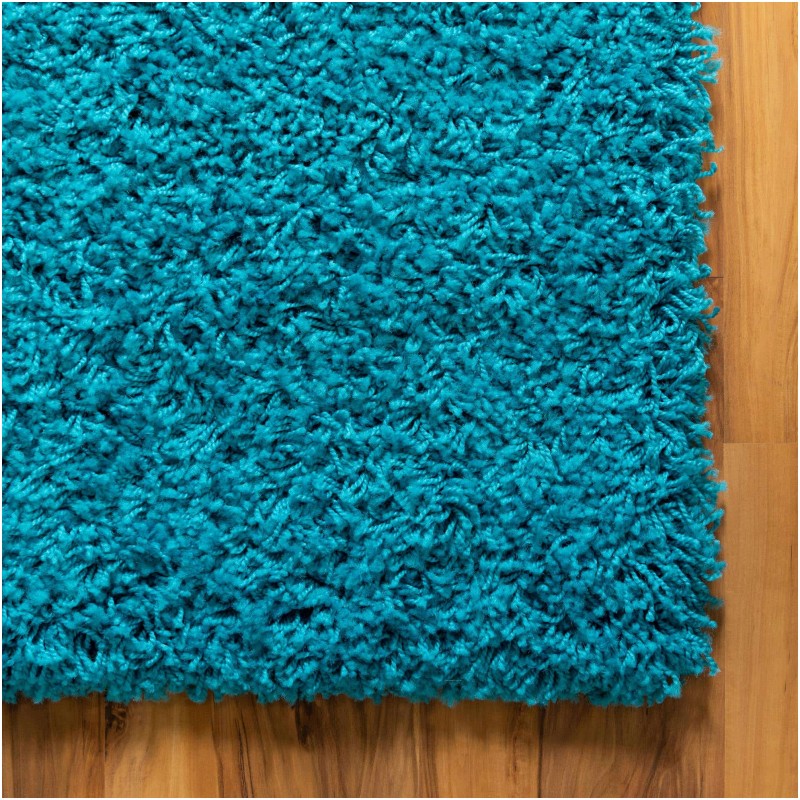 Tapete Shag Solido en Azul Turquesa