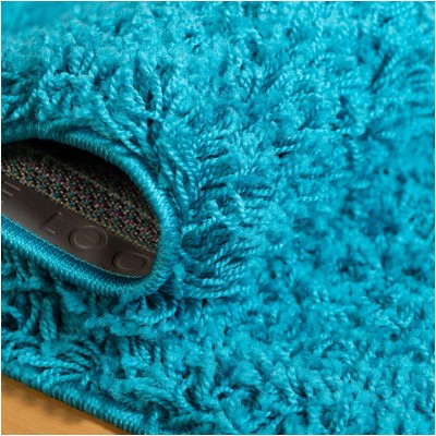 Tapete Shag Solido en Azul Turquesa