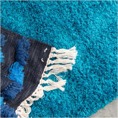 Tapete Shag Solido en Azul Turquesa
