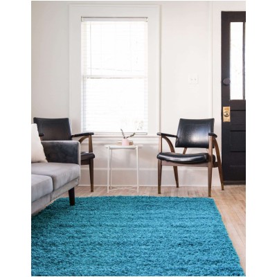 Tapete Shag Solido en Azul Turquesa