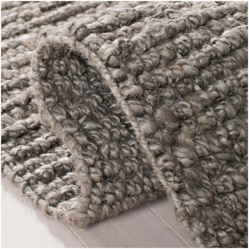 Tapete Nudo Grueso de Yute Gris
