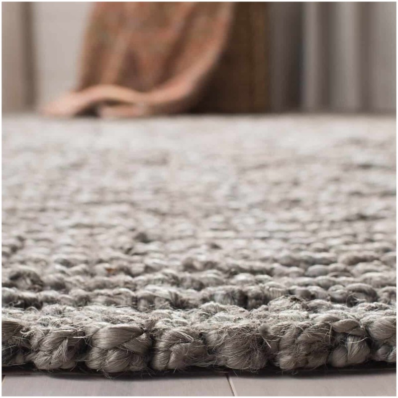 Tapete Nudo Grueso de Yute Gris
