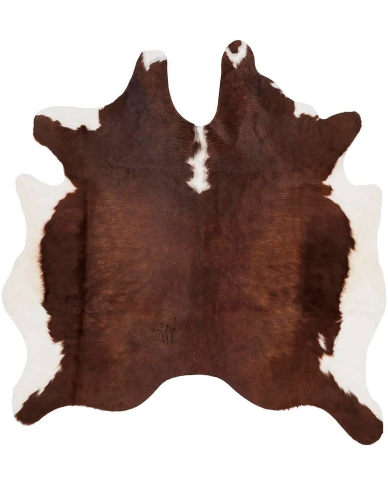 Tapete Gaucho Piel de Vaca en Blanco y Café