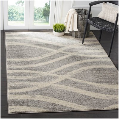 Tapete Adira Brochas Onduladas en Gris con Crema