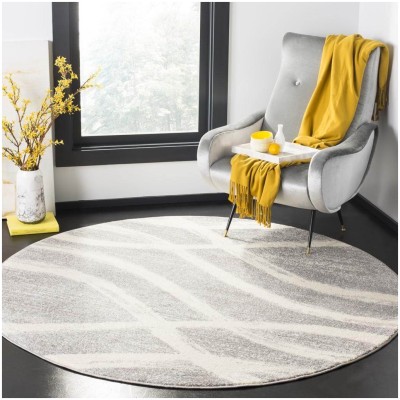 Tapete Adira Brochas Onduladas en Gris con Crema