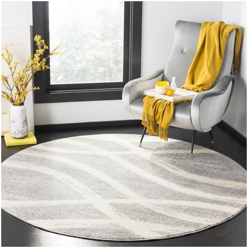 Tapete Adira Brochas Onduladas en Gris con Crema