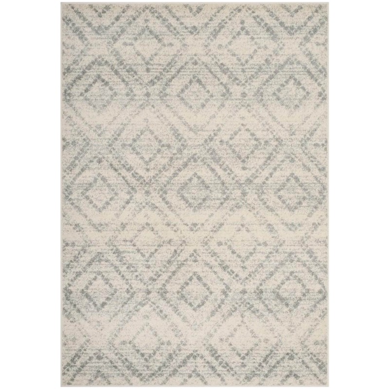 Tapete Adira Diamantes Tribales en Marfil con Azul Claro