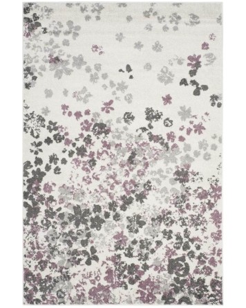 Tapete Adira Floreado en Marfil y Purpura