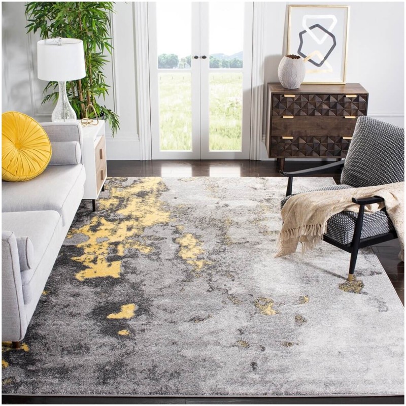 Tapete Adira Gris Abstracto con Amarillo