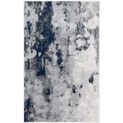 Tapete Adira Gris Abstracto con Azul Marino