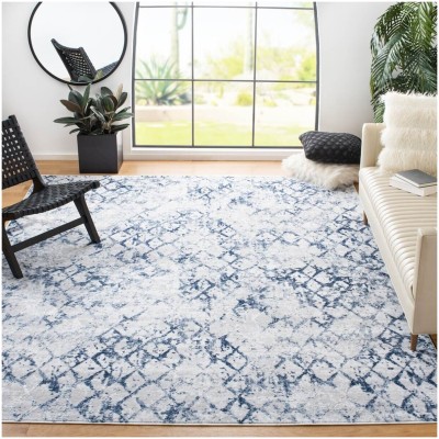 Tapete Emilia Enrejado Desvanecido en Grises con Azul Marino