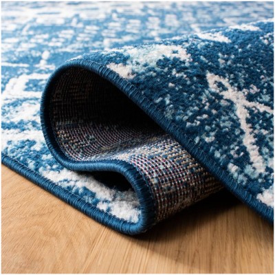 Tapete Roterdam Franjas de Rombos en Azul Marino y Beige