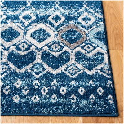 Tapete Roterdam Franjas de Rombos en Azul Marino y Beige