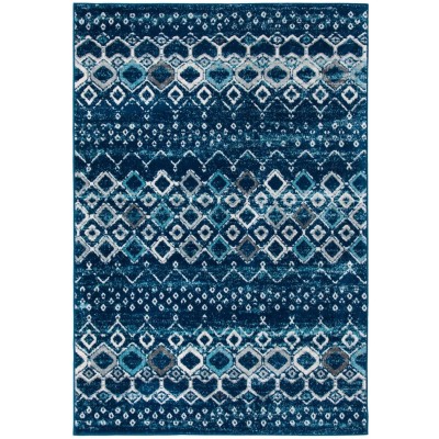 Tapete Roterdam Franjas de Rombos en Azul Marino y Beige