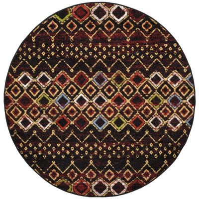 Tapete Roterdam Franjas de Rombos en Negro Multicolor