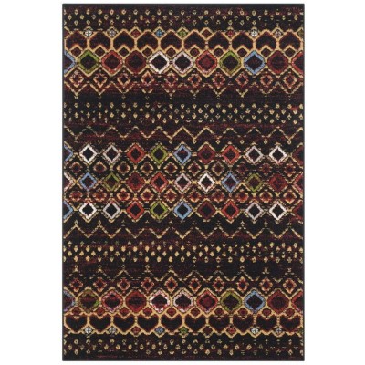 Tapete Roterdam Franjas de Rombos en Negro Multicolor