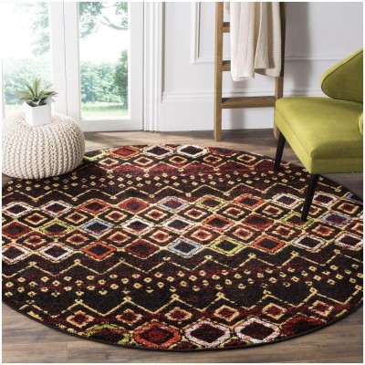 Tapete Roterdam Franjas de Rombos en Negro Multicolor