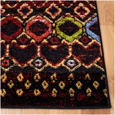 Tapete Roterdam Franjas de Rombos en Negro Multicolor