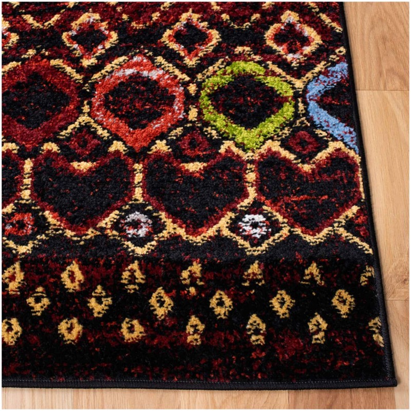 Tapete Roterdam Franjas de Rombos en Negro Multicolor