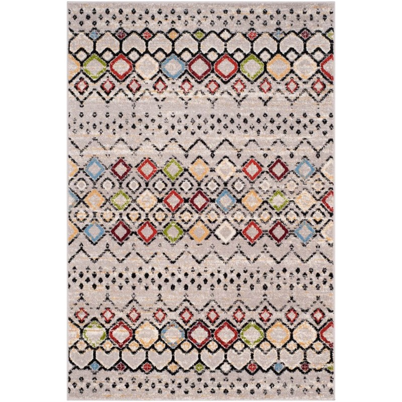 Tapete Roterdam Franjas de Rombos en Gris Multicolor