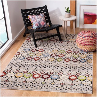 Tapete Roterdam Franjas de Rombos en Gris Multicolor