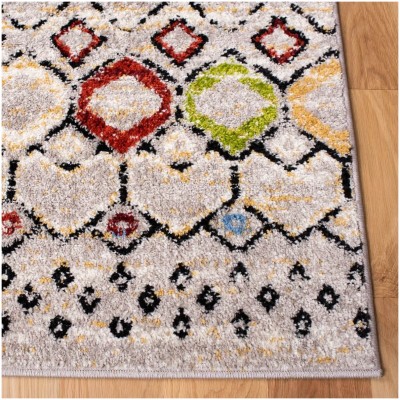 Tapete Roterdam Franjas de Rombos en Gris Multicolor