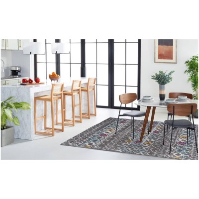 Tapete Roterdam Franjas de Rombos en Gris Oscuro Multicolor