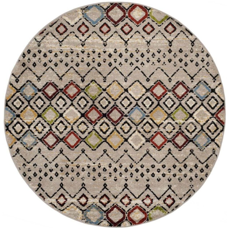 Tapete Roterdam Franjas de Rombos en Gris Multicolor