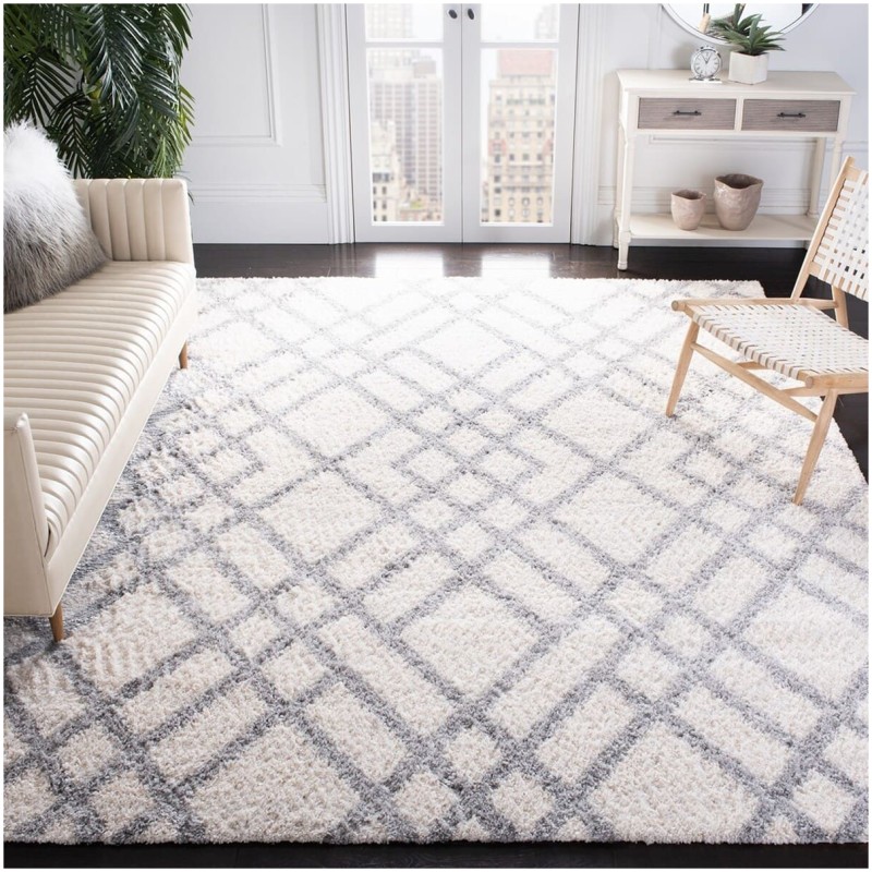 Tapete Bavaria Enrejado Central Gris con Crema