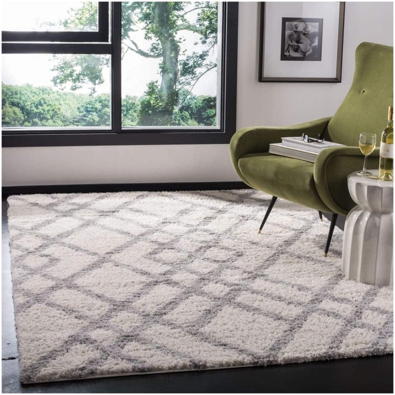 Tapete Bavaria Enrejado Central Gris con Crema