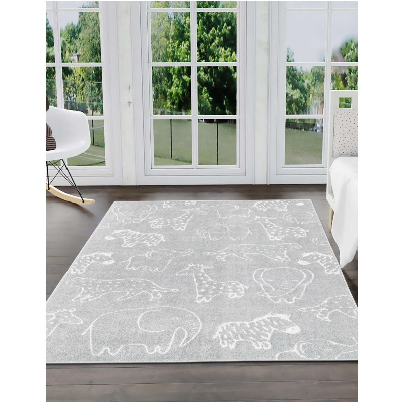 Tapete Fantasia Animalitos en Gris