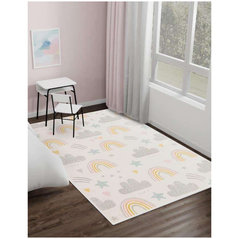 Tapete Fantasia Arcoiris y Nubecitas en Marfil