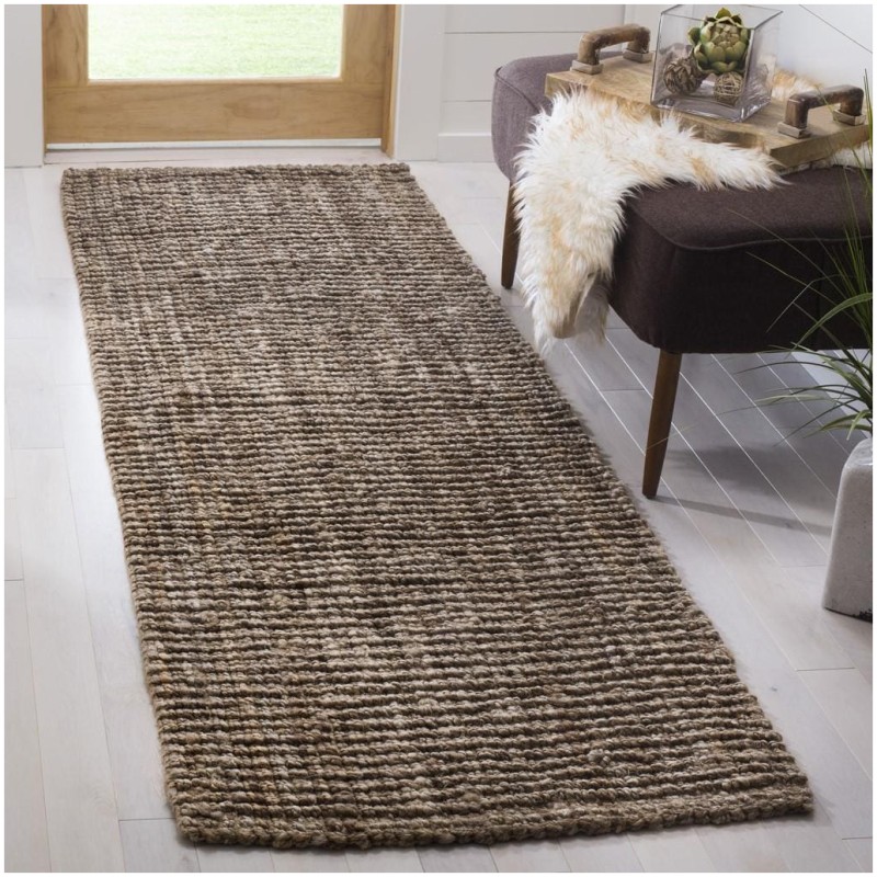 Tapete Nudo Grueso de Yute con Toque Gris