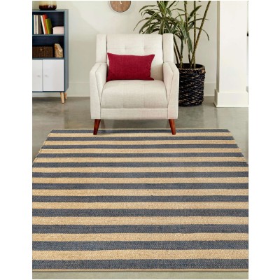 Tapete de Yute Rayas en Azul