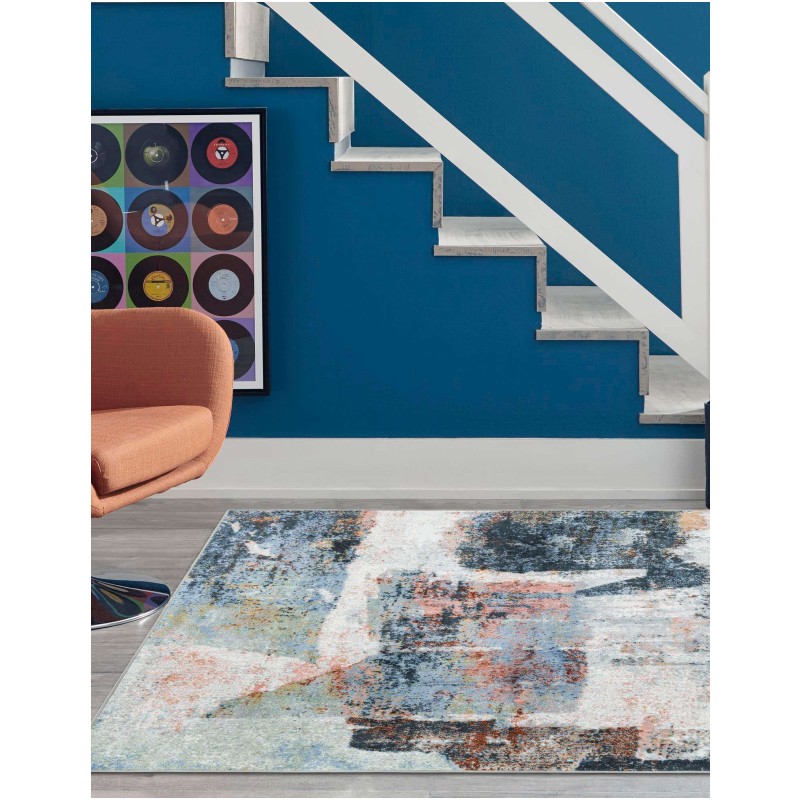 Tapete Lavable Camila Abstracto Azulado