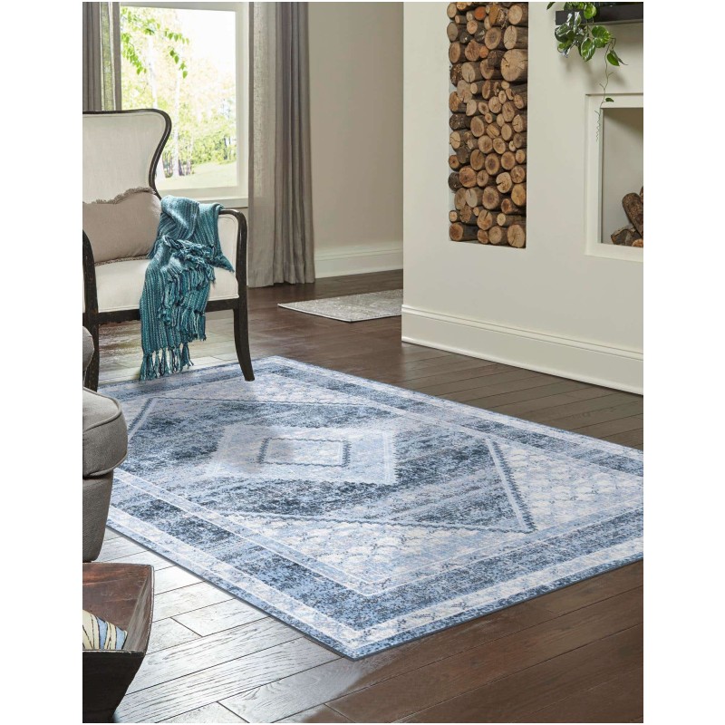 Tapete Lavable Camila Diamante Azul