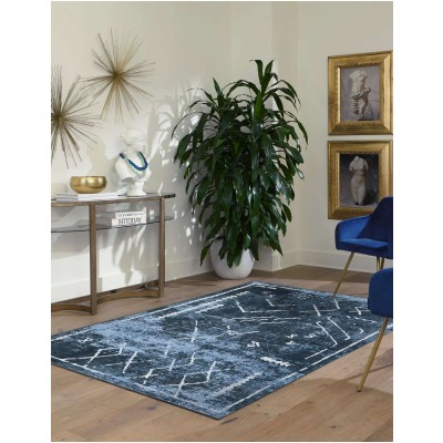 Tapete Lavable Camila Tribal en Azul