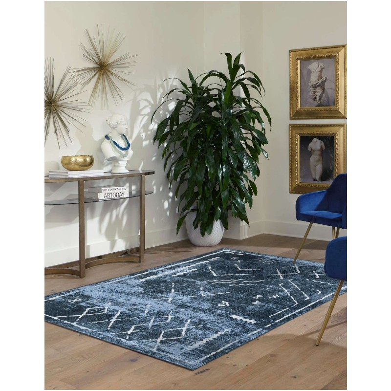 Tapete Lavable Camila Tribal en Azul