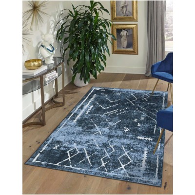 Tapete Lavable Camila Tribal en Azul